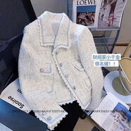 小紅書(shū)爆款2025春秋新款法式設計感小香風(fēng)洋氣百搭顯瘦短款小外套 白色 L100-110 均碼