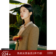 自巧小個(gè)子法式復古小香風(fēng)套裝女2023春裝新款設計感短外套半身裙 青苔綠-西裝 S (153-155cm左右參考)