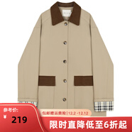 VEGA CHANG休閑中長(cháng)款2026年春季設計感曠野美拉德寬松外套女 糖紙卡其 M