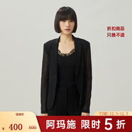 阿瑪施（AMASS）女裝收腰簡(jiǎn)約通勤西裝西服外套女（附肩棉）5400808 透紗黑 S (2碼)