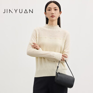 金苑（JINYUAN）米白蕾絲鏤空毛衣2025年冬新款精致設計感針織衫優(yōu)雅H255133 米白 均碼