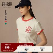 Teenie Weenie小熊女裝T恤2025夏季新款清新休閑活力撞色圓領(lǐng)短袖 紅色 S