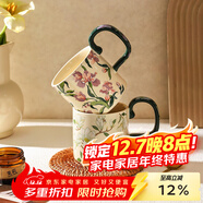 舍里法式復古陶瓷情侶馬克杯小眾咖啡杯水杯女生高顏值辦公室喝水杯子 鳶尾花400ML 精美彩盒|可進(jìn)四機