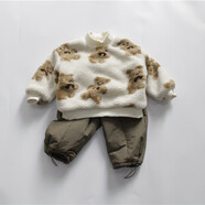 2025秋季兒童褲子純色冬季童裝長(cháng)褲韓版純色夾棉男童加絨褲 軍綠 120 cm