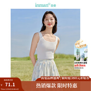 茵曼（INMAN）條紋針織背心2024春秋女裝新款波浪方領(lǐng)無(wú)袖疊穿百搭套頭上衣 白色 S