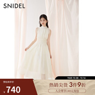 SNIDEL【明星同款】2025春夏蝴蝶結系帶荷葉邊無(wú)袖連衣裙SWFO252071 象牙白 M (1)
