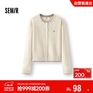 森馬（Semir）針織開(kāi)衫女短款假兩件圓領(lǐng)顯瘦2025冬刺繡含羊毛毛衫109725106001