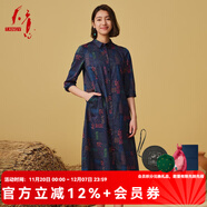 天意TANGY年秋冬新品民族風(fēng)純棉原創(chuàng  )印花襯衫連衣裙 2411 M