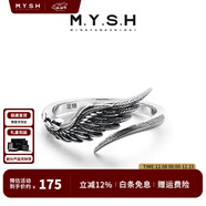 銘揚飾海 999足銀天使之翼戒指男女潮流羽毛翅膀開(kāi)口戒指環(huán) 單戒/情侶對戒 復古銀款 美度6#(適合港度12-13號)