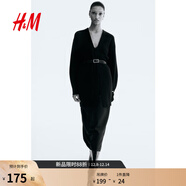 H&M女裝針織衫空調衫時(shí)尚寬松無(wú)扣長(cháng)開(kāi)衫外套毛衣女0863595 黑色 M 165/96