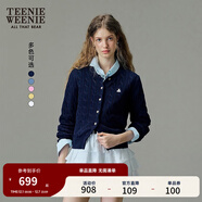 Teenie Weenie【趙露思同款】小熊女裝毛衣新款黃色針織衫空調開(kāi)衫 藏青色 M