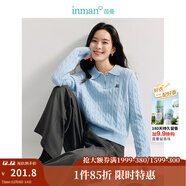 茵曼（INMAN）毛衣女POLO領(lǐng)冬季套頭針織衫通勤長(cháng)袖毛衣上衣 淺藍色 XL