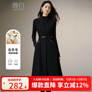晚白【新品】2025冬款綿羊毛氣質(zhì)立領(lǐng)收腰顯瘦無(wú)袖連衣裙【送腰帶】 黑色 S