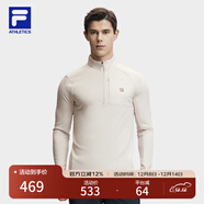 FILA 斐樂(lè )官方【黃景瑜同款】男裝針織衫戶(hù)外運動(dòng)立領(lǐng)長(cháng)袖T恤 莊園灰-GY L (175) 96A