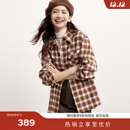 伊芙麗（eifini）蔣欣代言經(jīng)典格紋襯衫美拉德休閑襯衫外套秋裝新款通勤百搭上衣 淺咖啡 M /160/84A/