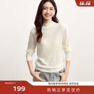 伊芙麗（eifini）【可機洗】伊芙麗半高領(lǐng)全羊毛微寬松套頭毛衣2024秋裝新款打底衫 米白 薄透款 L /165/90CM