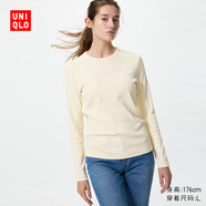 優(yōu)衣庫女裝柔軟羅紋圓領(lǐng)T恤/長(cháng)袖483468 40 奶油色 XL