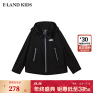 E·LAND KIDS衣戀夏季新品男女童時(shí)尚休閑連帽拉鏈夾克外套 Black黑色/19 120 cm