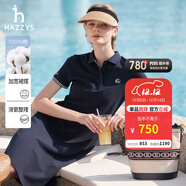 哈吉斯（HAZZYS）女裝 夏季女士【PHIZ系列】寬松下擺POLO連衣裙女 藏青色NV (170/92A 42) XL