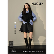 闊色（kuose）法式藍色條紋長(cháng)袖襯衫女早秋季新款學(xué)院風(fēng)穿搭襯衣上衣冬 條紋襯衫7016 S