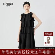 深呼吸DEEP BREATH女裝荷葉邊無(wú)袖仙女裙俏皮蛋糕連衣裙A500489 黑 M (3)