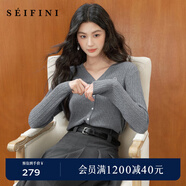 詩(shī)凡黎涼感天絲老錢(qián)萊賽爾POLO絞花針織衫25夏新薄圓領(lǐng)短袖開(kāi)衫女 【長(cháng)袖V領(lǐng)開(kāi)衫】中灰 XL