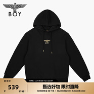 BOY LONDON秋季男女同款潮牌朋克哥特字母長(cháng)袖連帽套頭衛衣N04023 黑色 XS