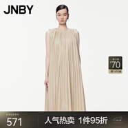 JNBY/江南布衣春夏新品連衣裙浪漫無(wú)袖百褶A字裙通勤5O5G14450 250/卡其 L