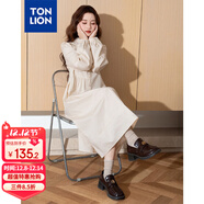 唐獅（TonLion）2025女翻領(lǐng)長(cháng)袖襯衫連衣裙百搭韓版減齡高級感時(shí)髦潮 杏色 M