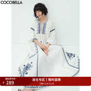COCOBELLA重工定位刺繡民族風(fēng)連衣裙女度假沙灘裙兩件裝FR920 白色 M