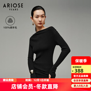 艾諾絲雅詩(shī)【商場(chǎng)同款】冬季新品不對稱(chēng)露肩羊毛衫秋冬打底衫女30938029 黑色 XL