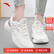 安踏女鞋運動(dòng)鞋女生秋冬季網(wǎng)面透氣跑步鞋軟底減震輕便休閑慢跑鞋子 【革面防潑水】象牙白/香芋紫5512-7 37.5 (235mm)
