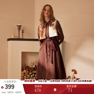 兩三事長(cháng)袖連衣裙女春季新款復古裙子秋季穿搭長(cháng)裙秋裝天生藝術(shù)家 咖色 S