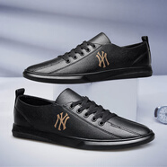 斯澤爾（sizer）男鞋小白鞋真皮韓版休閑板鞋百搭透氣男士休閑鞋輕便低幫網(wǎng)紅潮鞋 黑色 【印花款】 44 (270mm)