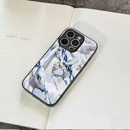 藍彩和藍白抽象藝術(shù)小眾玻璃手機殼適用蘋(píng)果16pro小米15華為mate70/60/reno14紅米80/nova14/13/12/iphon 軟邊硬背面玻璃殼 華為榮耀7