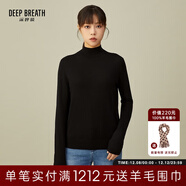 深呼吸DEEP BREATH女裝可機洗純羊毛打底針織衫女A300962 黑 M (3)