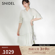 SNIDEL2025春夏優(yōu)雅花苞袖木耳邊蛋糕百褶連衣裙SWFO251122 薄荷綠 S (0)
