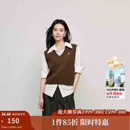 茵曼（INMAN）針織馬甲女老錢(qián)風(fēng)V領(lǐng)薄冬季學(xué)院風(fēng)內搭毛衣 淺咖色 M