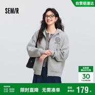 森馬（Semir）外套女春季連帽字母刺繡寬松落肩夾克分割學(xué)院風(fēng)上衣101125108002