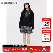 美特斯邦威假兩件連衣裙女休閑冬季新款潮流繡花百搭學(xué)院風(fēng)裙子女 黑色 L 165 88A