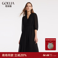 歌莉婭粉色法式連衣裙大牌氣質(zhì)女裝顯瘦時(shí)尚a字茶歇裙子1A8C4K1Y0 00B黑色 L (165)