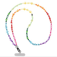 日韓C家INS風(fēng)亞克力蝴蝶愛(ài)心銀白珍珠小熊防丟斜跨掛件長(cháng)款手機鏈 星星彩虹斜跨背帶款（無(wú)夾片