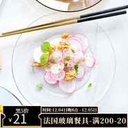 多萊斯 多萊斯進(jìn)口鋼化玻璃餐盤(pán)歐式餐盤(pán)意面牛排盤(pán)家用菜盤(pán)盤(pán)子餃子盤(pán) 透明色盤(pán)*1【23.5cm】