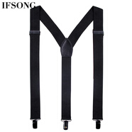 IFSONG背帶夾子正裝男肩帶夾純黑色3cm男士彈力吊褲帶 黑色黑夾Y型(3CM黑夾)SUS103A