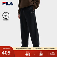 FILA 斐樂(lè )官方男士針織長(cháng)褲2025秋季新款時(shí)尚純棉舒適休閑直口褲 正黑色-BK M 170/80A/M