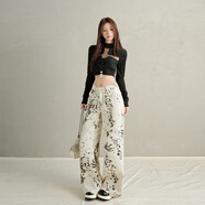 米黛蕾【工廠(chǎng)直銷(xiāo)】秋冬新款米白豹紋中低腰潮流前線(xiàn)美式辣妹柔面料 米白豹紋【長(cháng)褲】 XS