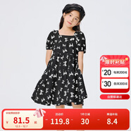 巴拉巴拉女童夏裝兒童連衣裙中大童蝴蝶結印花甜美裙子泡泡袖208224111055