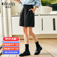 Olrain歐芮兒休閑褲女夏季2025新款百搭職場(chǎng)通勤氣質(zhì)短褲 黑色 M 160/68A/M