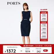 PORTS寶姿春夏款女裝修身連衣裙優(yōu)雅無(wú)袖包臀職業(yè)連衣裙  丈青-1 M (6)