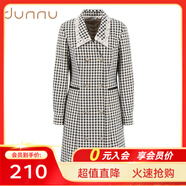 敦奴春季款優(yōu)雅時(shí)尚氣質(zhì)減齡格紋雙排扣女連衣裙 正黑色 XL